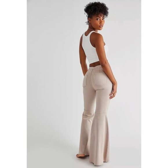 NWT Free People Just Float On Flare Jeans High Rise in Peach Neutral Tan 28 - Picture 4 of 16